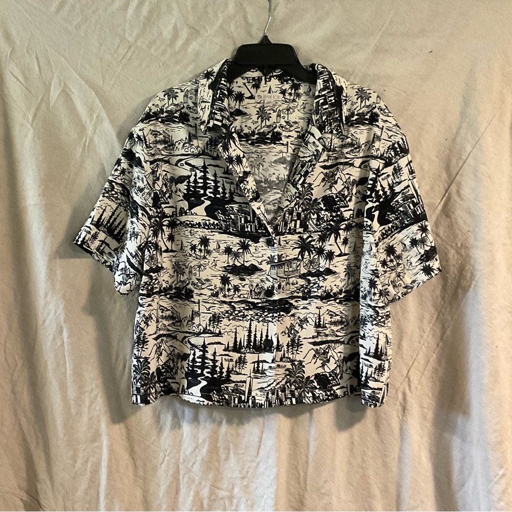 Scenic Print Hawaiian Button Down Shirt